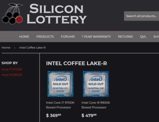 Cena Intel Core i9-9900K oraz i7-9700K w sklepie Silicon Lottery