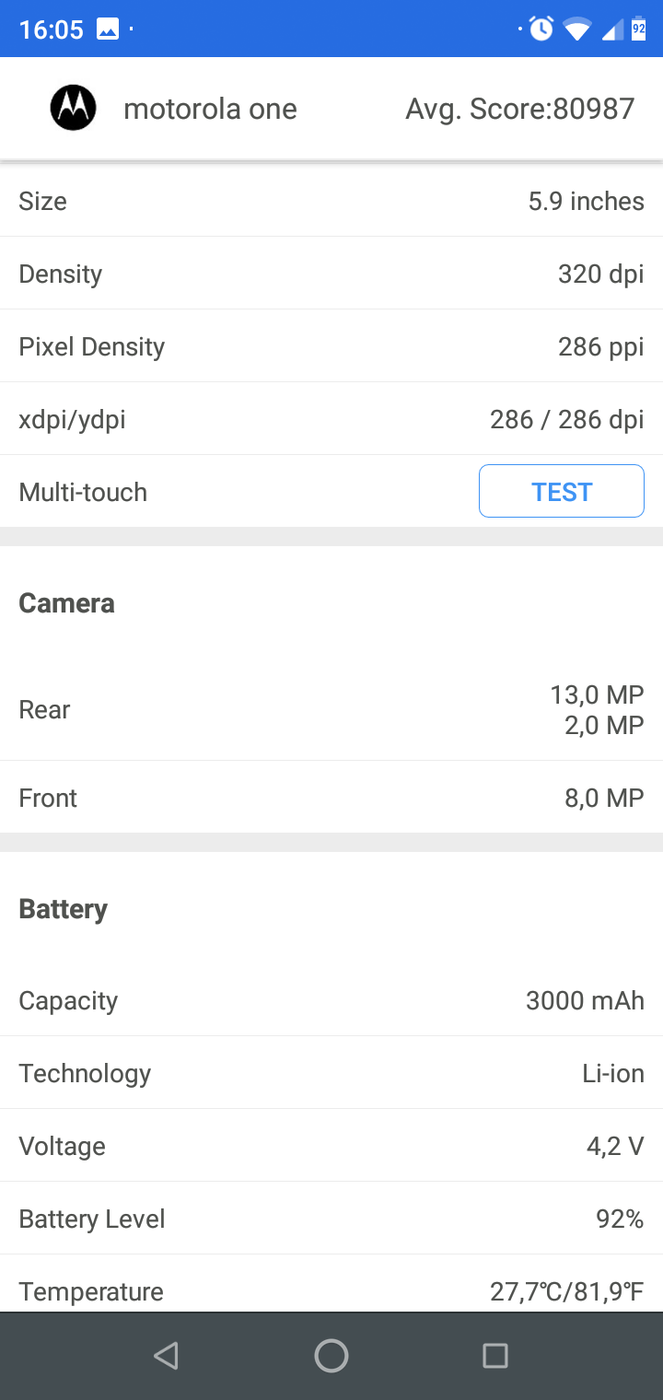 Test Smartfona Motorola One
