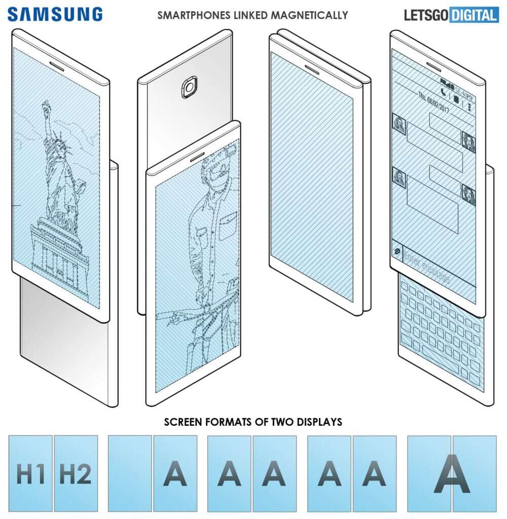 Samsung, patent Samsung, dwa ekrany Samsung, dwa smartfony Samsung, odłączany ekran Samsung,