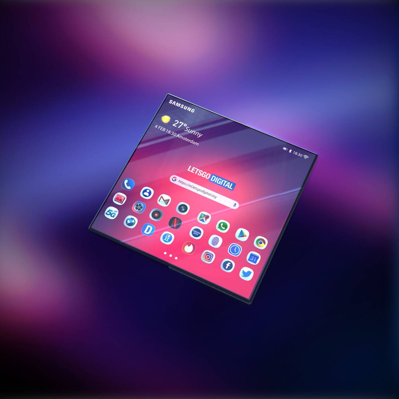 Składany Samsung Galaxy F na nowych renderach