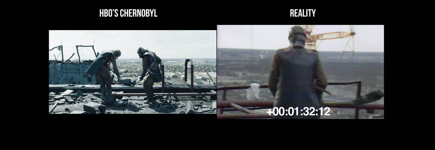Porównanie kadrów z serialu Czarnobyl z oryginalnymi nagraniami