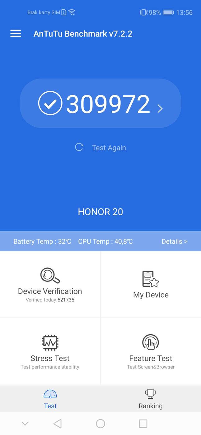 Homor 20 - wydajność