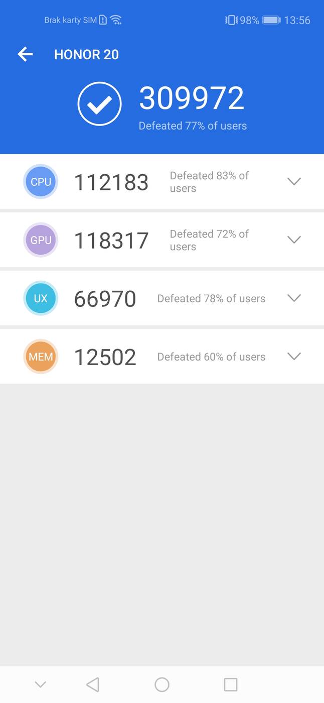 Homor 20 - wydajność