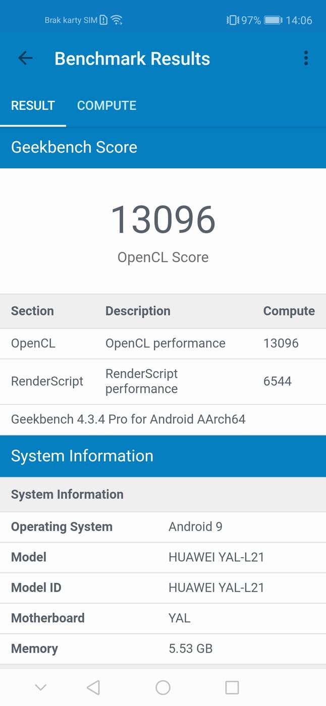 Homor 20 - wydajność