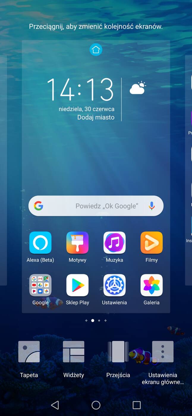 Menu telefonu - Honor 20