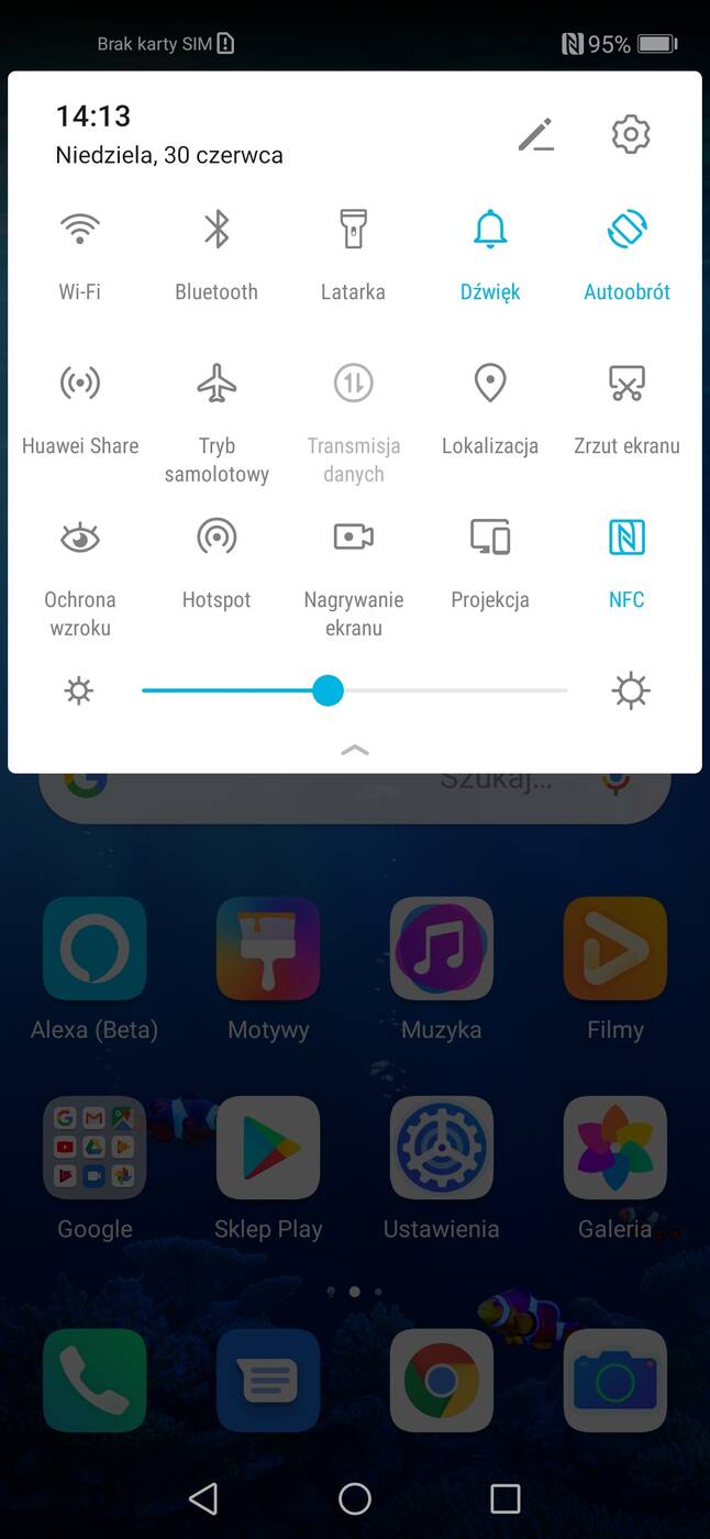 Menu telefonu - Honor 20