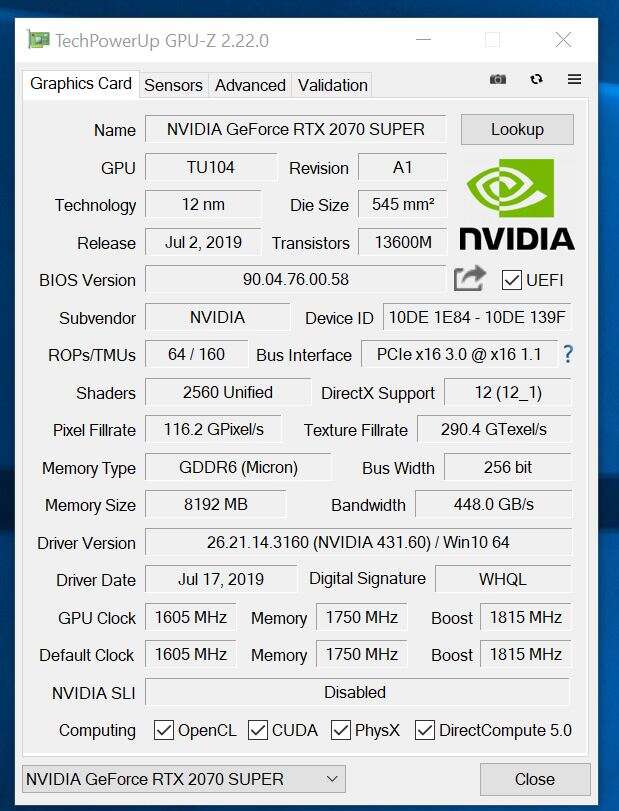 Test KFA2 GeForce RTX 2070 SUPER EX Gamer Black