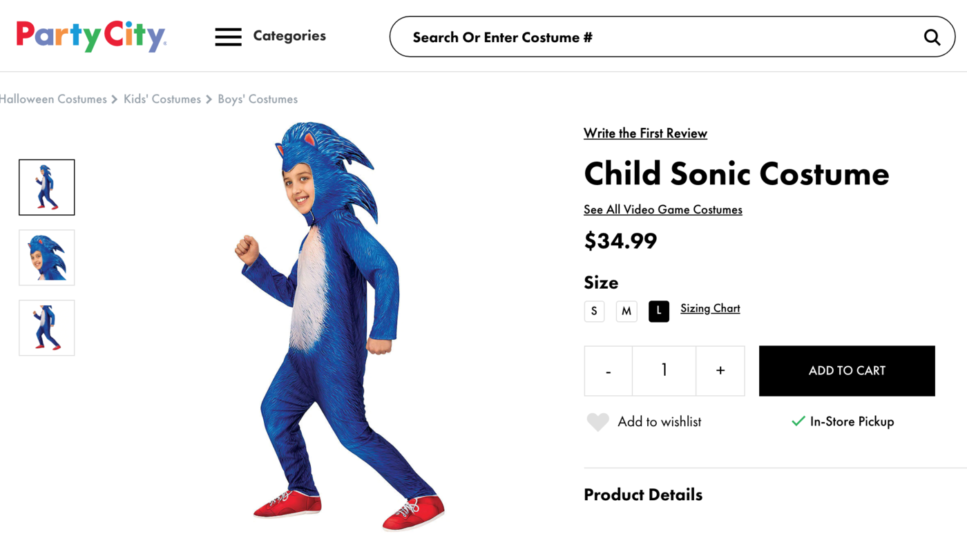 Stroje Sonica na Halloween są przerażające