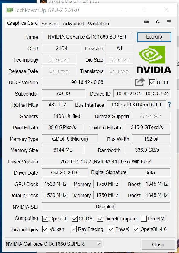 Test Asus GeForce GTX 1660 SUPER ROG Strix OC