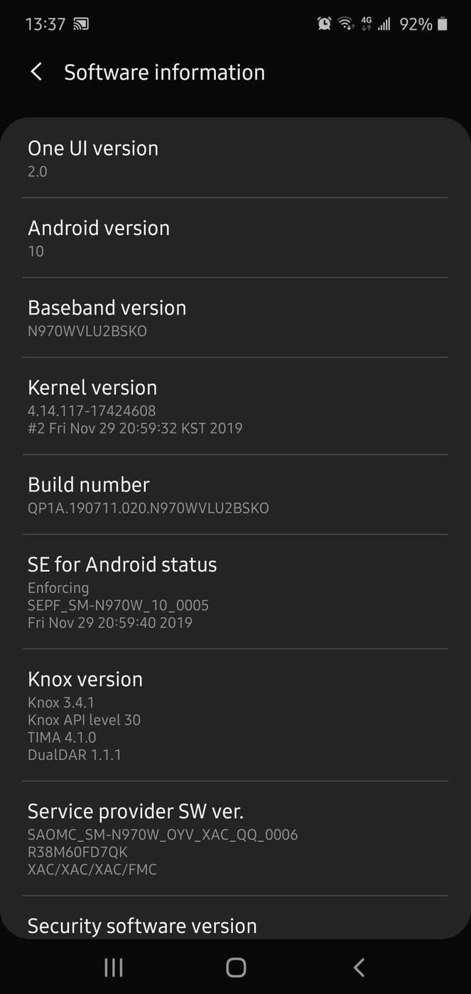 update Galaxy Note 10, stabilna wersja Galaxy Note 10