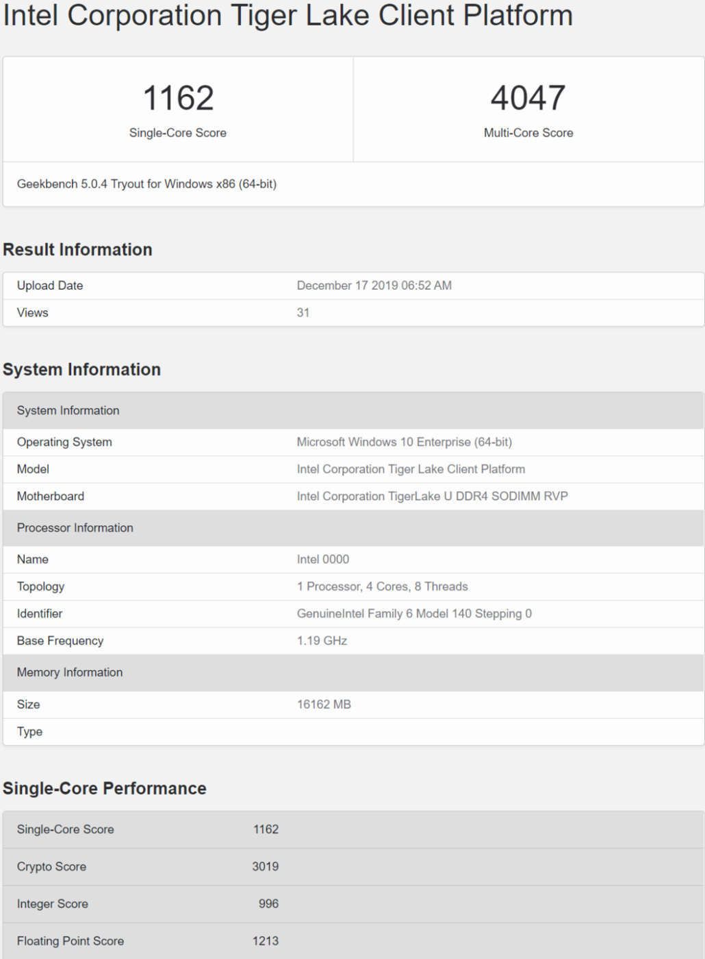 benchmark Intel Tiger Lake 10 nm , wydajność Intel Tiger Lake 10 nm