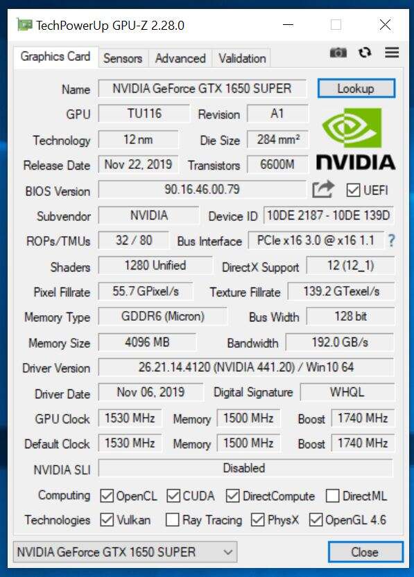 Test KFA2 GeForce GTX 1650 SUPER EX (1-Click OC)