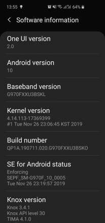 update Galaxy S10e, one ui 2.0 Galaxy S10e, android 10 Galaxy S10e