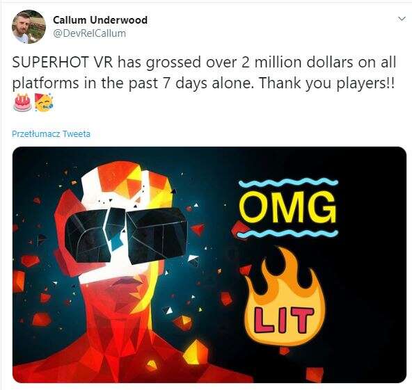 Polskie SUPERHOT VR zarobiło miliony w tydzień