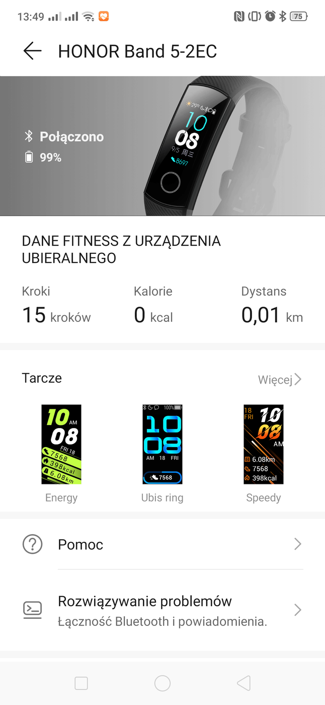 Test opaski Honor Band 5