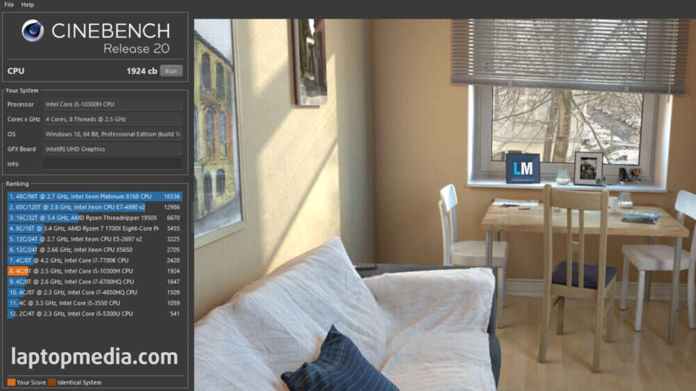 Intel Core i5-10300H cinebench Intel Core i5-10300H cinebench r20