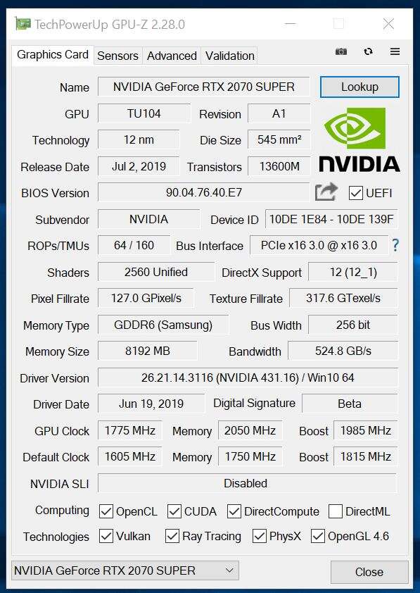 Test KFA2 GeForce RTX 2070 SUPER Work The Frames