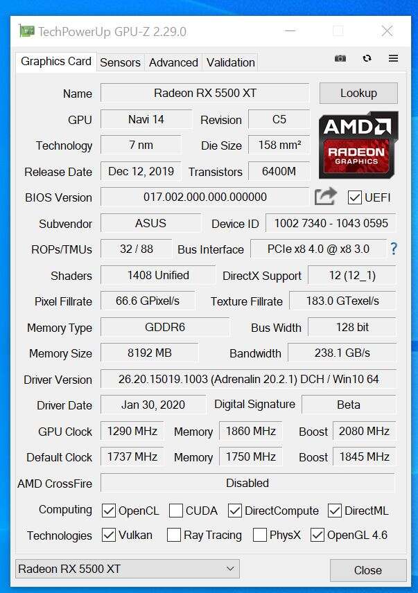 Test Asus Radeon RX 5500 XT Strix Gaming OC 8 GB