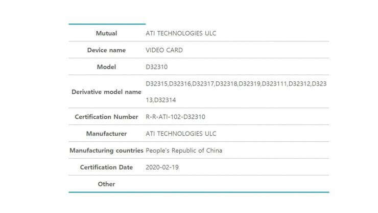 AMD certyfikat, big navi certyfikat