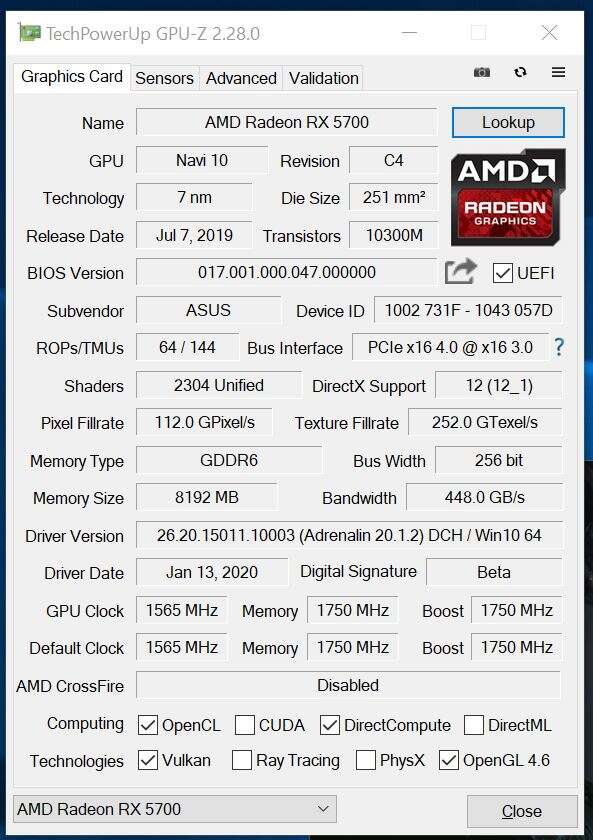 Test Asus Radeon RX 5700 TUF OC