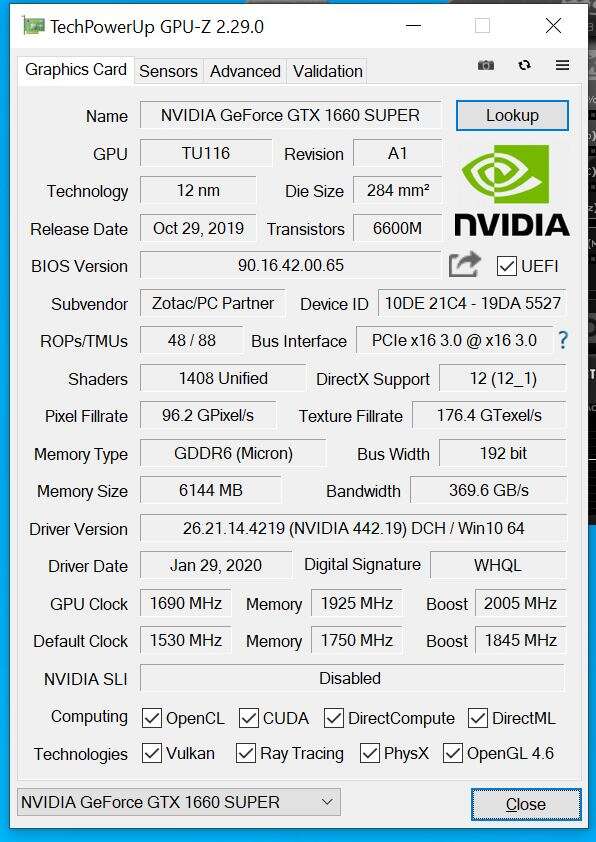 Test ZOTAC GTX 1660 SUPER AMP