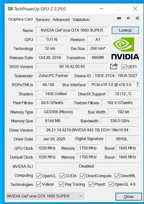 Test ZOTAC GTX 1660 SUPER AMP