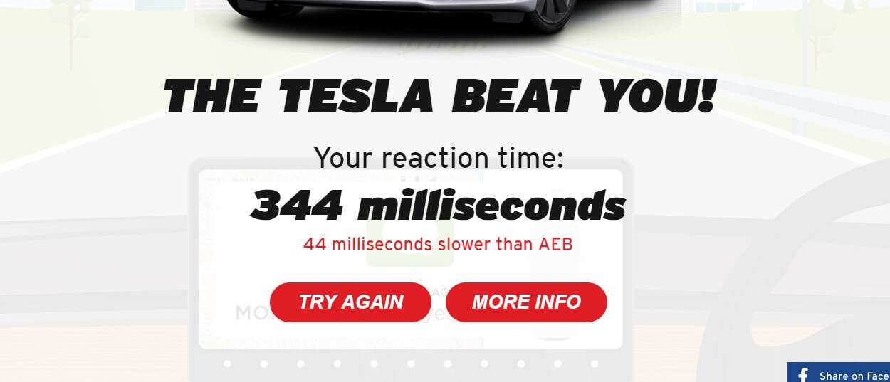 Tesla, Autobrake, test reakcji, gra Tesli