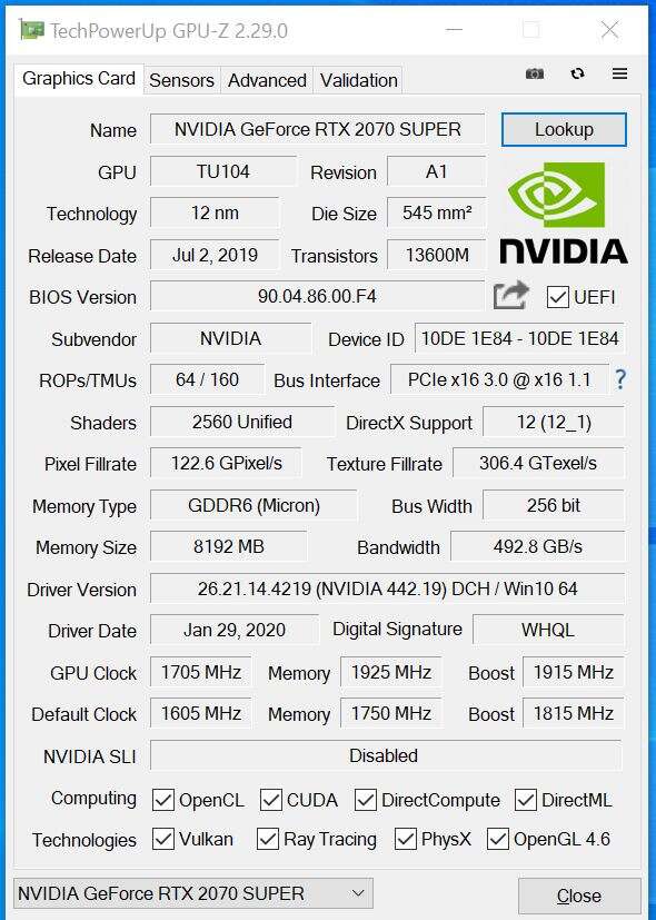 Test Palit GeForce RTX 2070 SUPER GP Premium