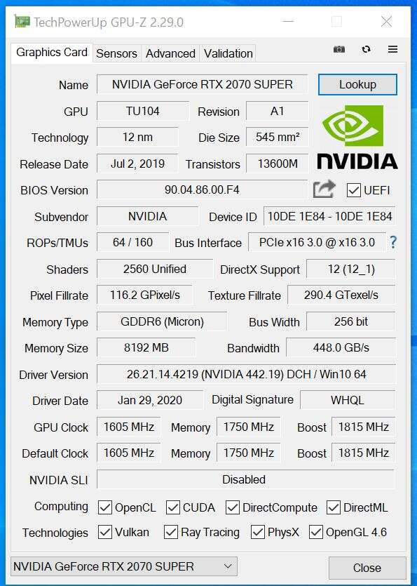 Test Palit GeForce RTX 2070 SUPER GP Premium