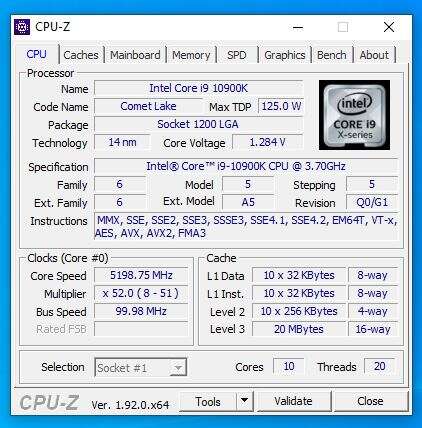 Test procesora Intel Core i9-10900K
