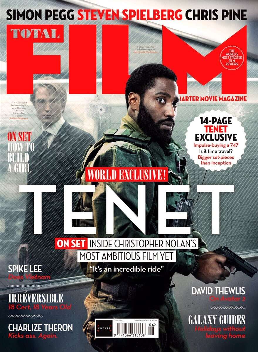 John David Washington na okładkach promujących Tenet