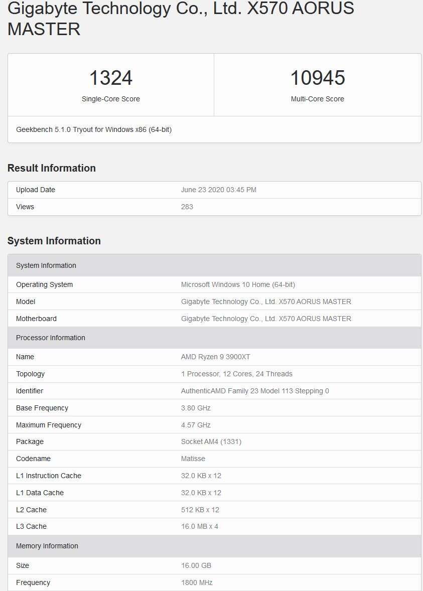 wydajność AMD Ryzen 9 3900XT, geekbench AMD Ryzen 9 3900XT