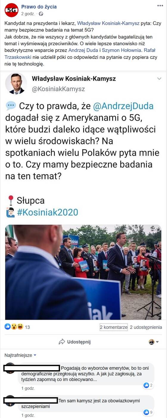 Przeciwnicy sieci 5G będą głosować na Kosiniaka-Kamysza