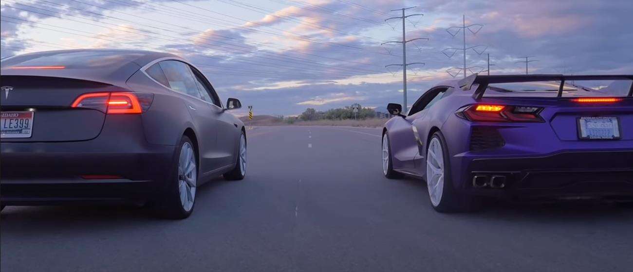Tesla Model 3 Performance, Corvette C8, Corvette kontra Tesla, Corvette C8 vs Model 3