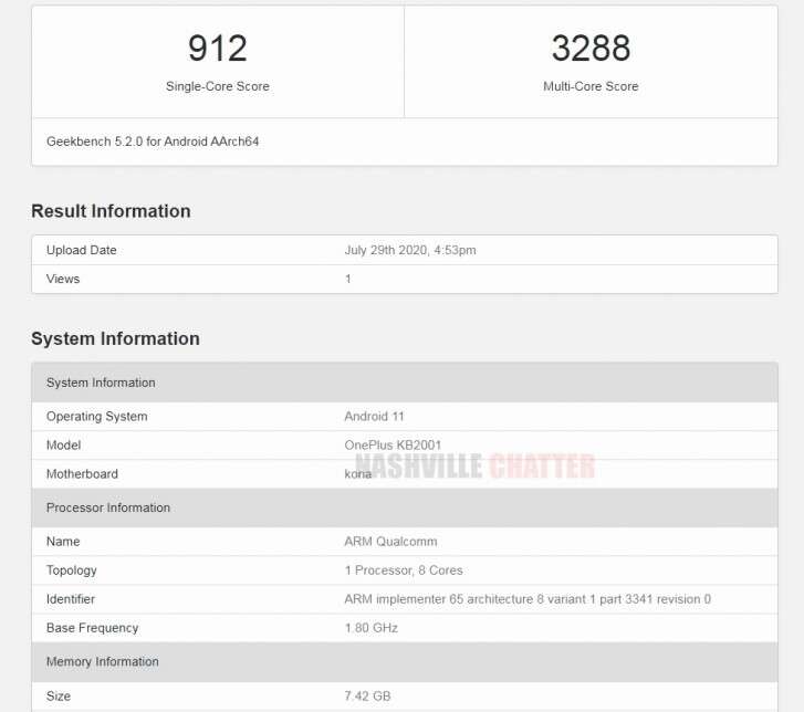 OnePlus 8T geekbench