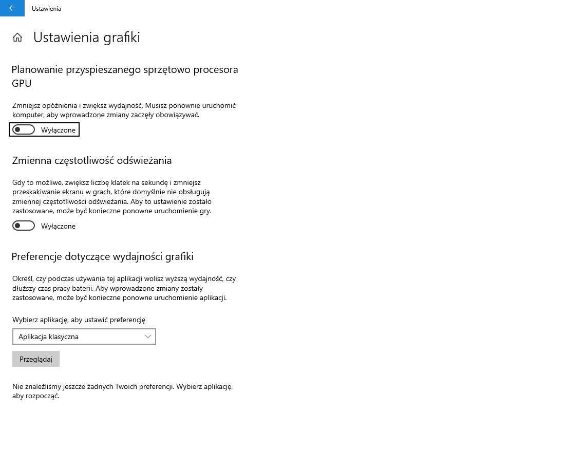 Planowanie przyspieszanego sprzętowo procesora GPU - czy warto włączyć funkcję?