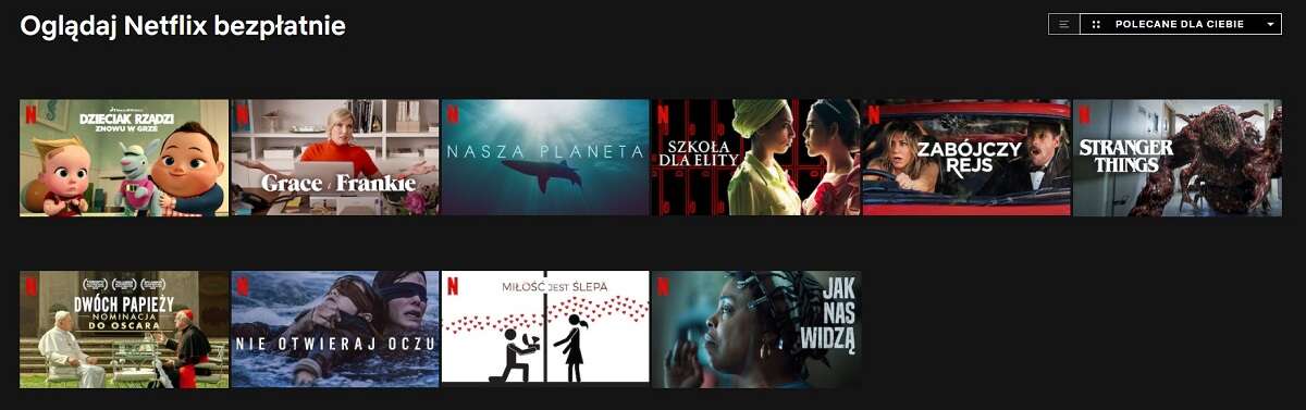 Netflix udostępnia na zachętę kilka tytułów za darmo