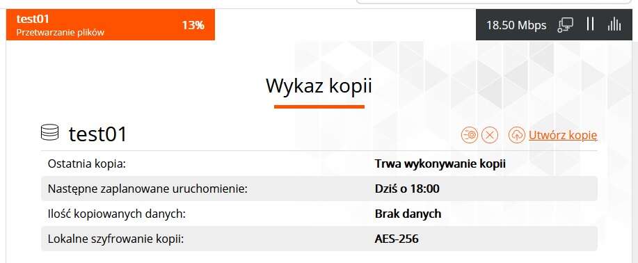 Test usługi Cloud Backup w nazwa.pl