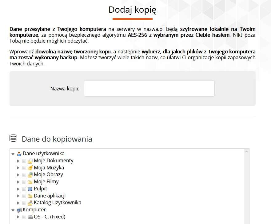 Test usługi Cloud Backup w nazwa.pl