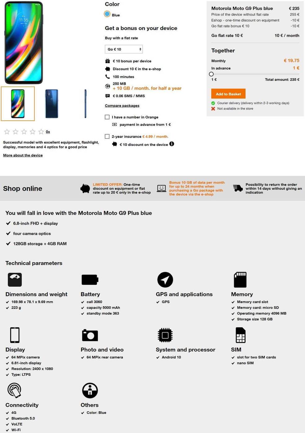specyfikacja Motorola Moto G9 Plus