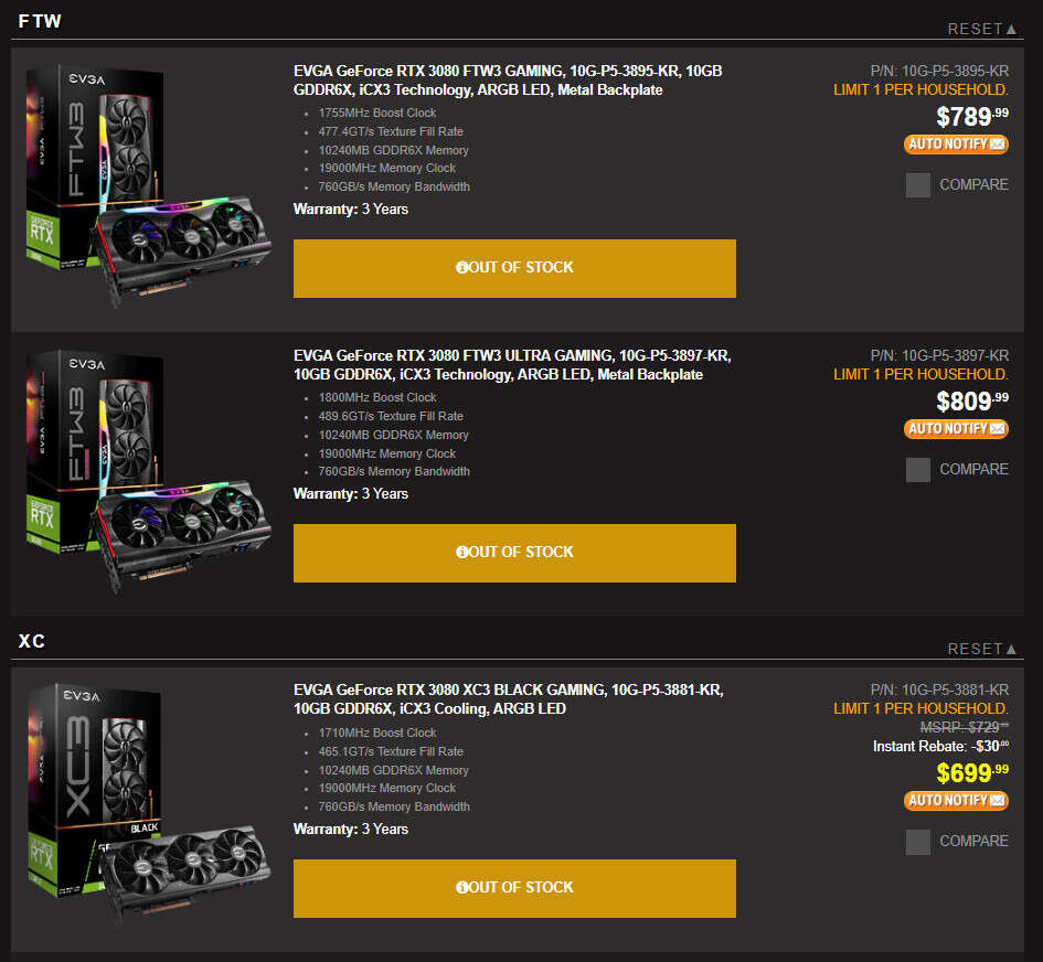 grafika EVGA RTX 3000