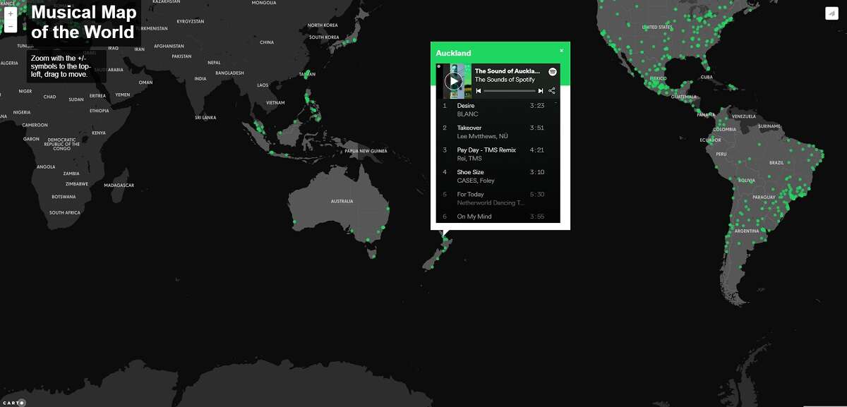 Muzyczna mapa Spotify pozwoli sprawdzić muzyczne trendy w różnych częściach świata