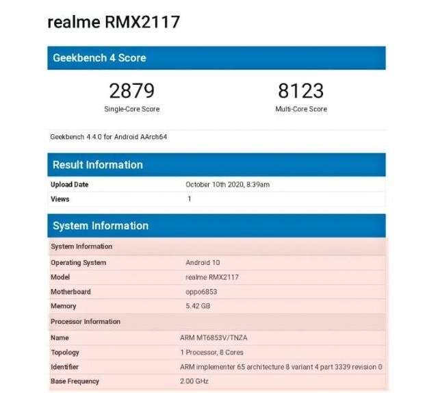 geekbench Realme Q2