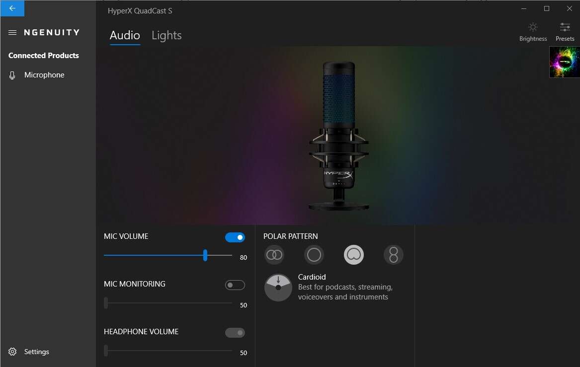 Test mikrofonu HyperX QuadCast S