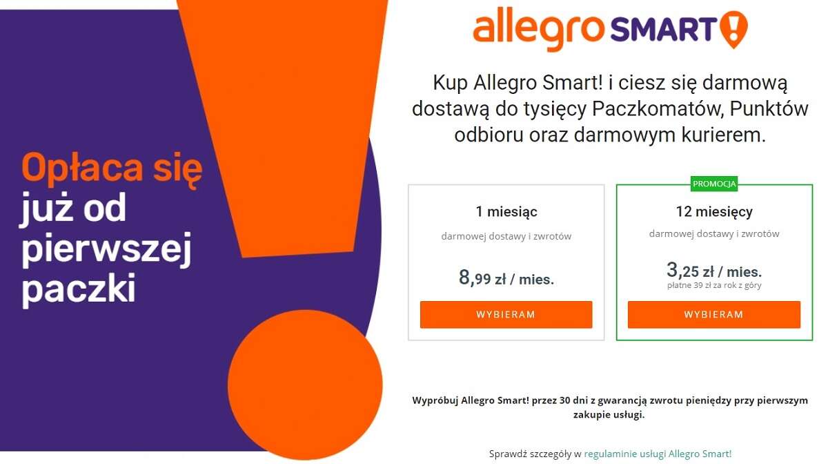 Allegro Smart ze świetną ceną za rok usługi!
