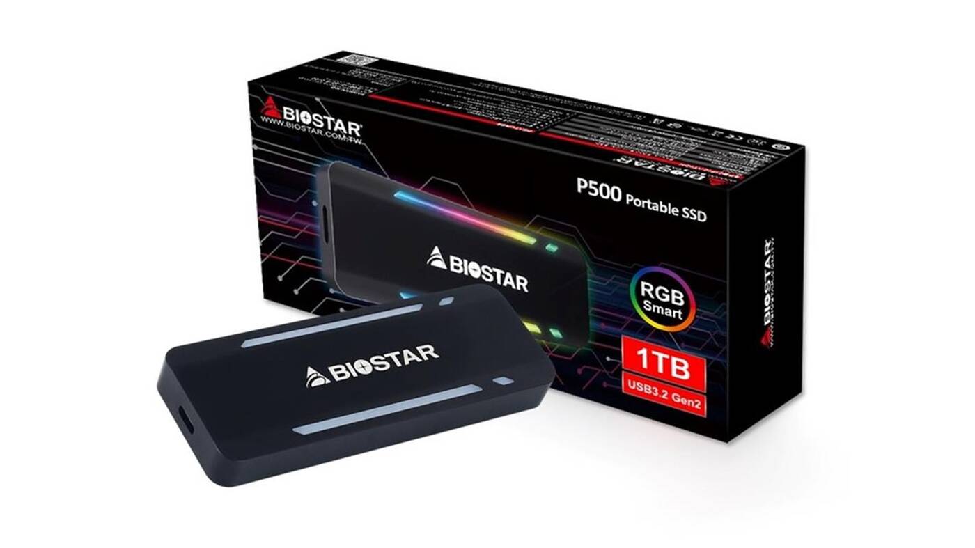 Przenośny dysk SSD P500 Biostara nie zapomniał o RGB