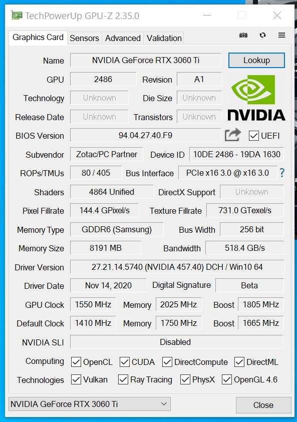 Test ZOTAC GeForce RTX 3060 Ti Twin Edge