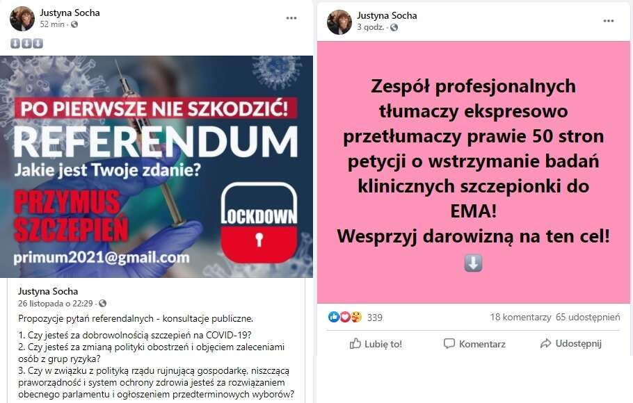 Szczepionka na COVID-19 jest zła, bo tak. Antyszczepionkowcom nie dogodzisz