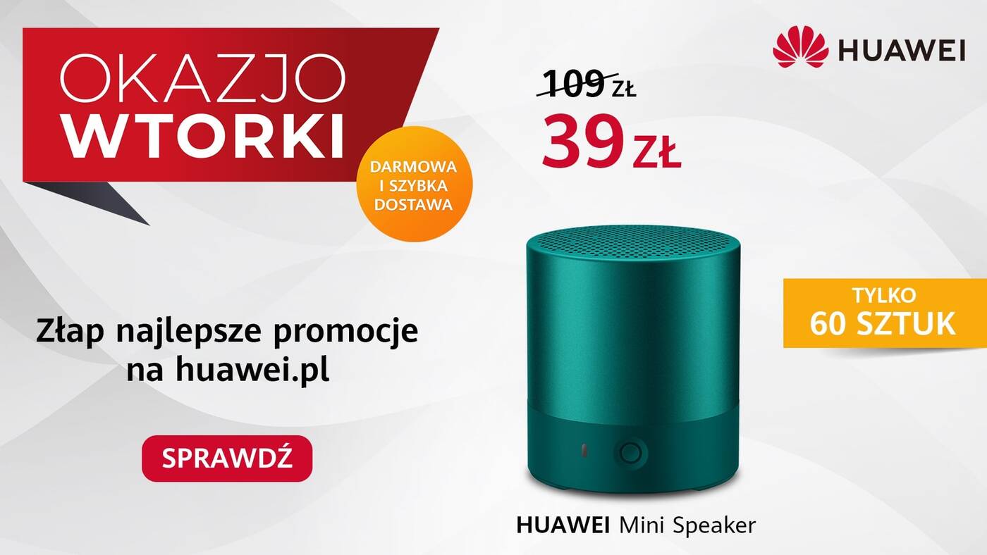 Huawei Mini Speaker, głośnik Huawei Mini Speaker,OkazjoWTORKI tną ceny