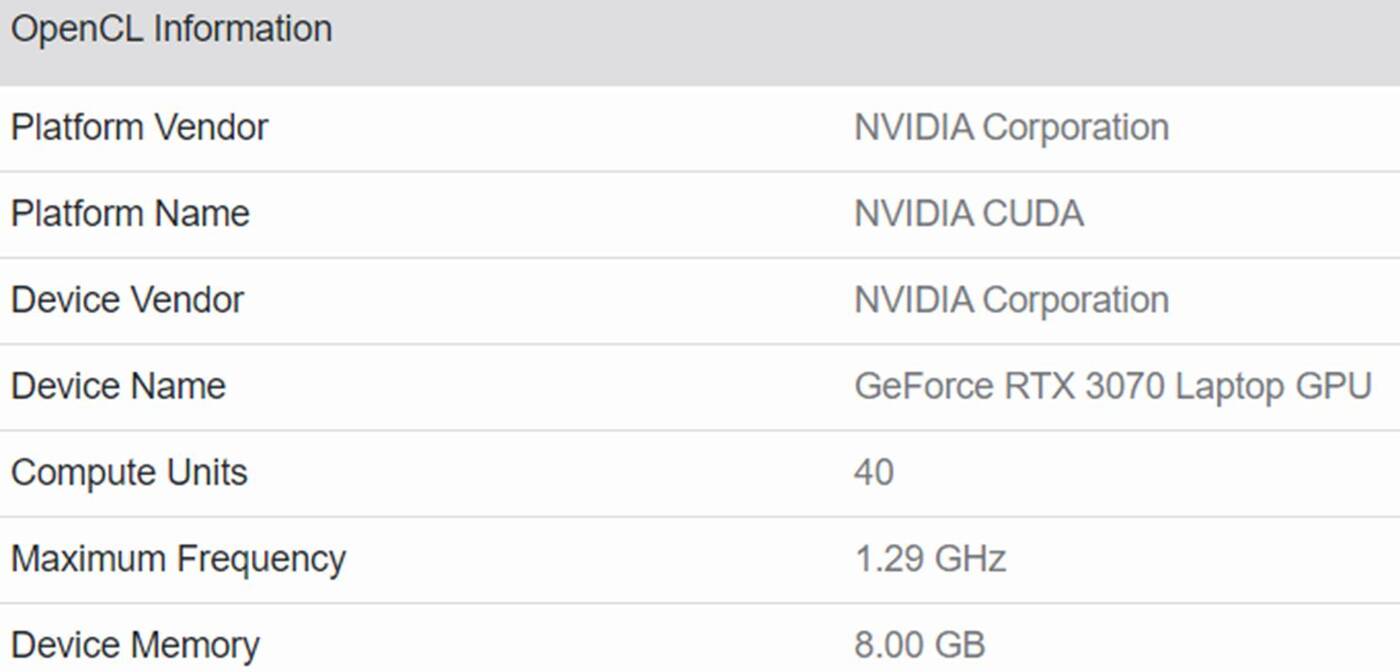 Mobilny GeForce RTX 3070 potwierdzony w Geekbench